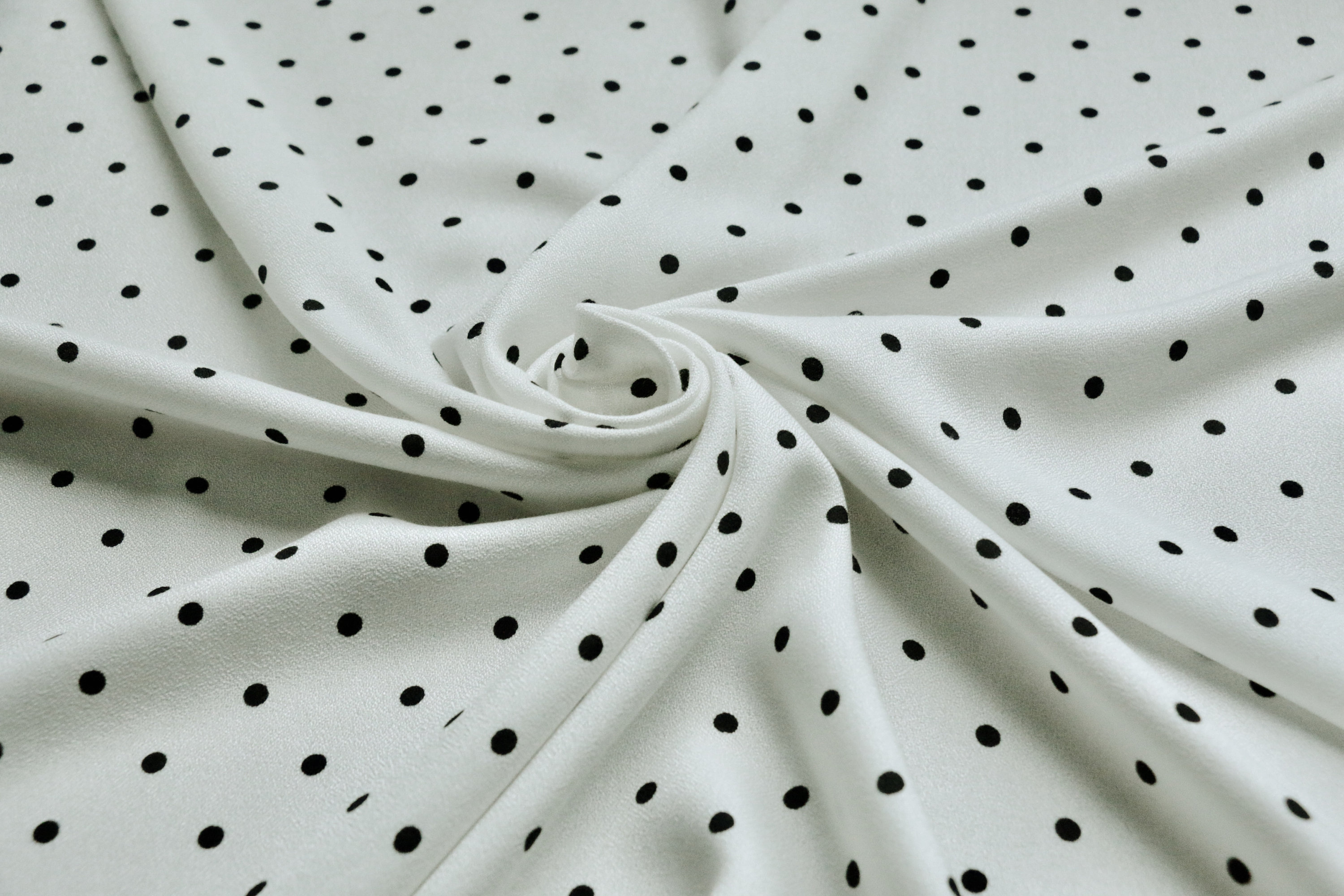 VISCOSE CREPE FABRIC Polka dot design Black and off white Etsy