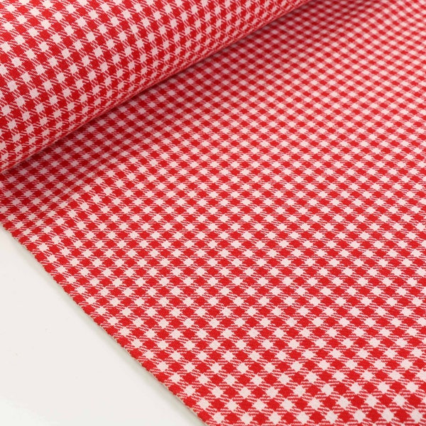 Vintage Wool blend suiting - Red, white - Check - Dress fabric - 60" wide