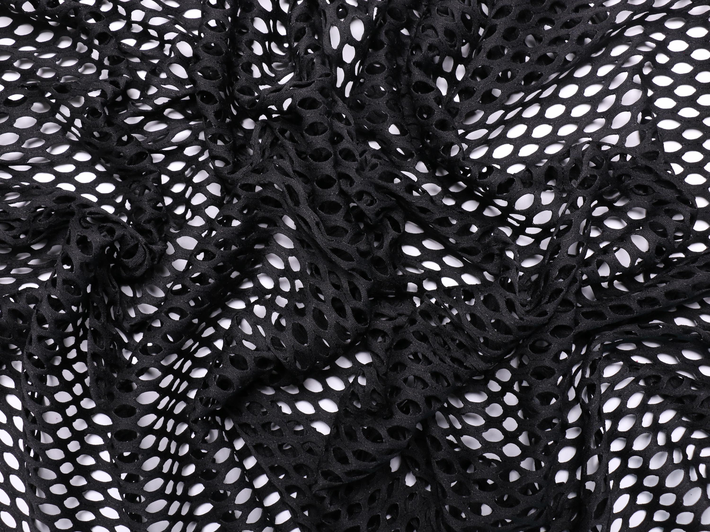 fabric Black colour 2way stretch Large holes Etsy