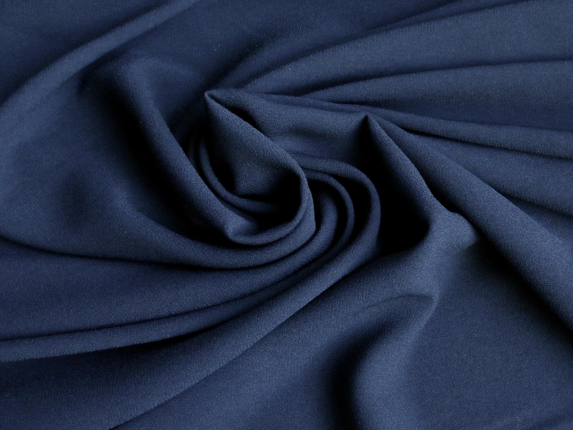 Double Crepe fabric Navy blue colour Polyester Medium Etsy