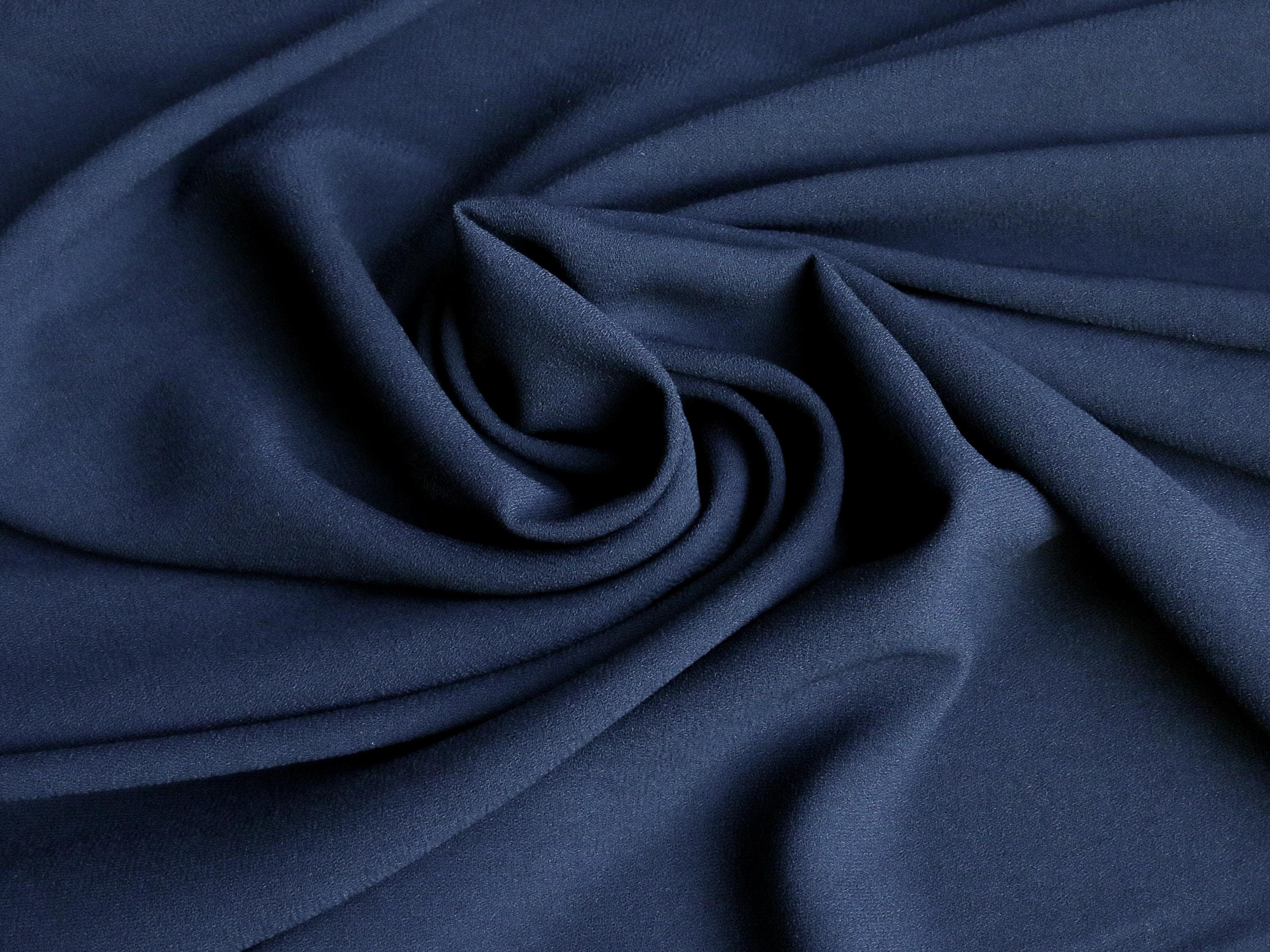 Double Crepe fabric Navy blue colour Polyester Medium Etsy