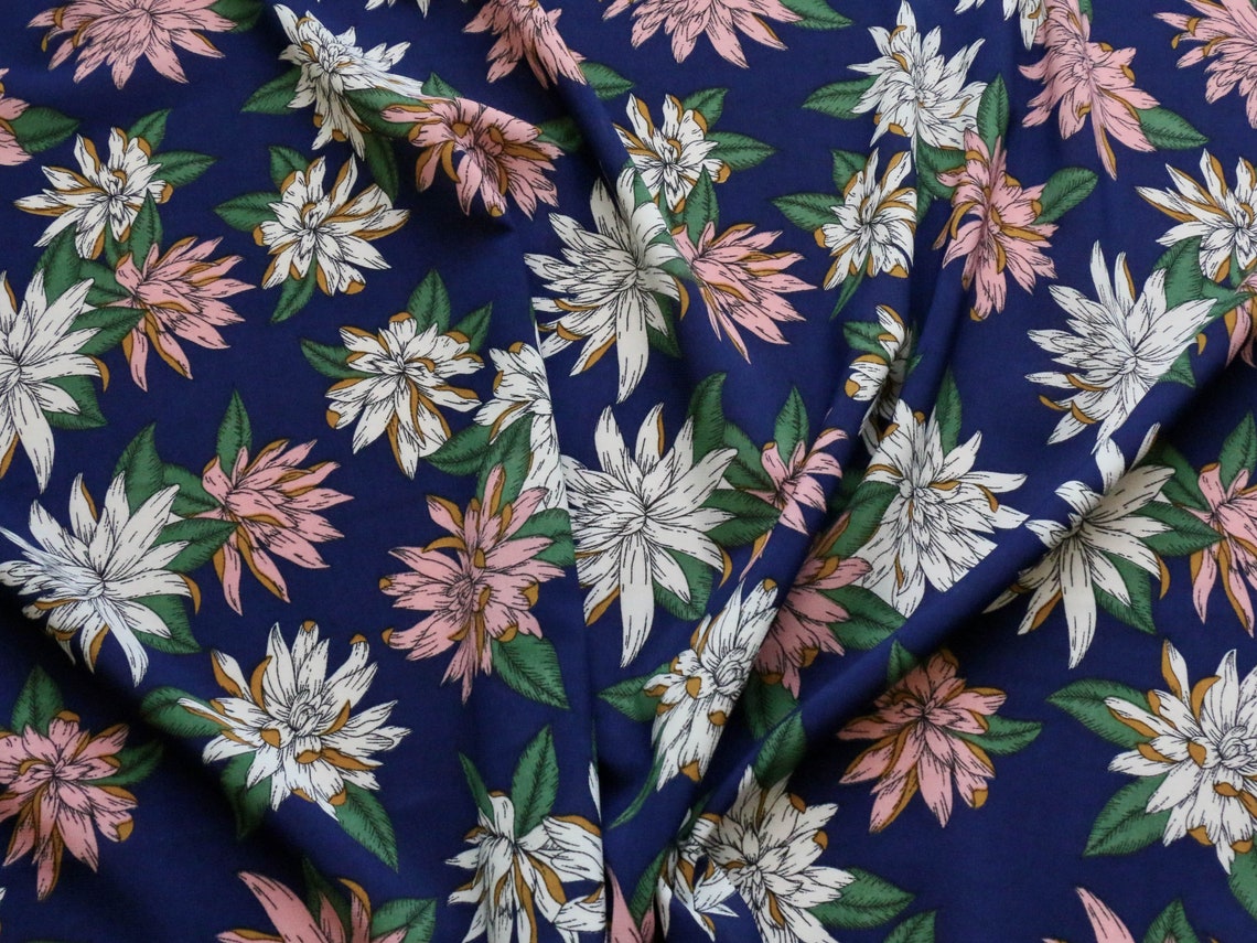 Chiffon fabric Lotus flower design 10 give/stretch Etsy