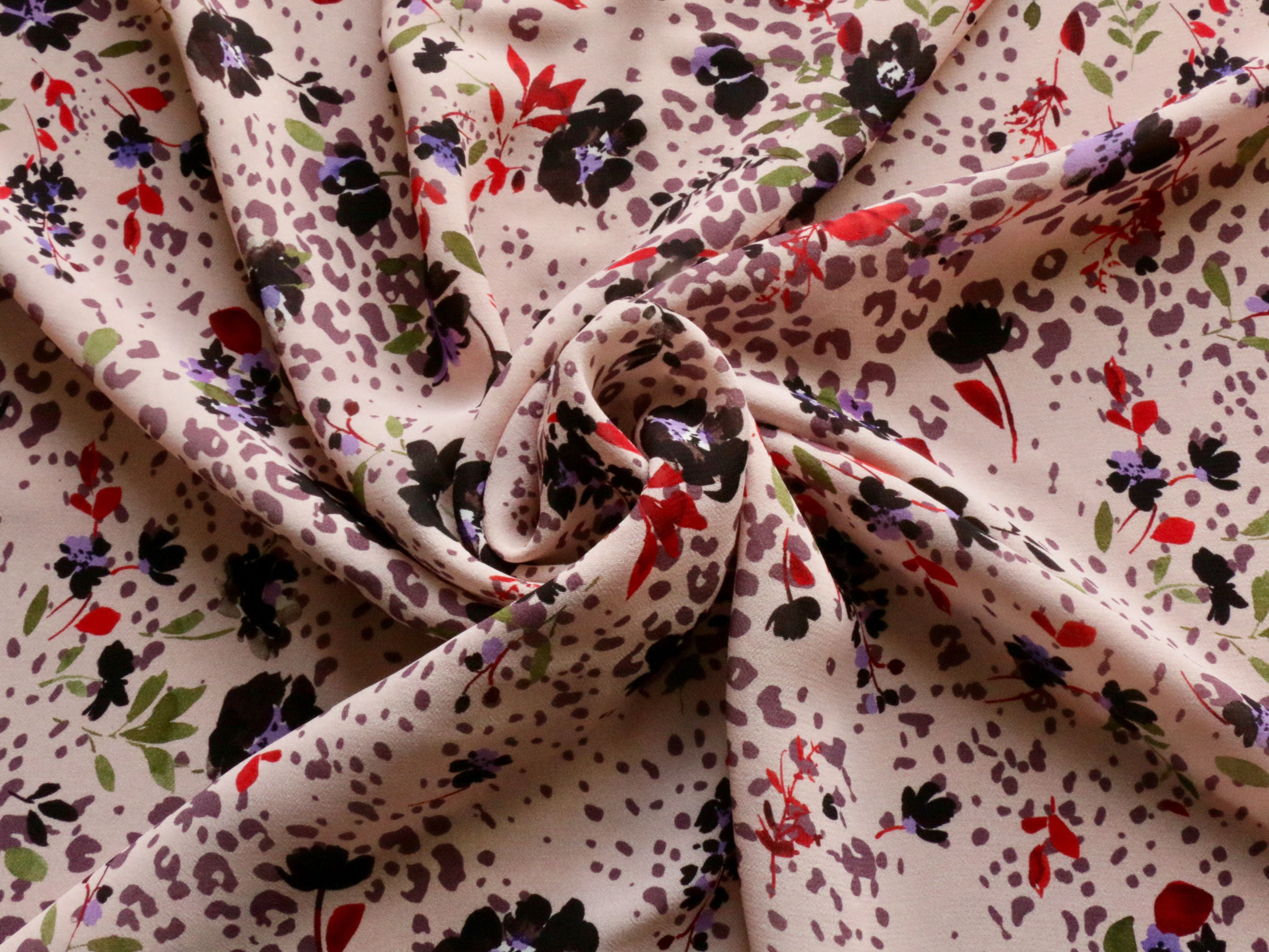 Viscose fabric Flowers and animal print Dusty Etsy