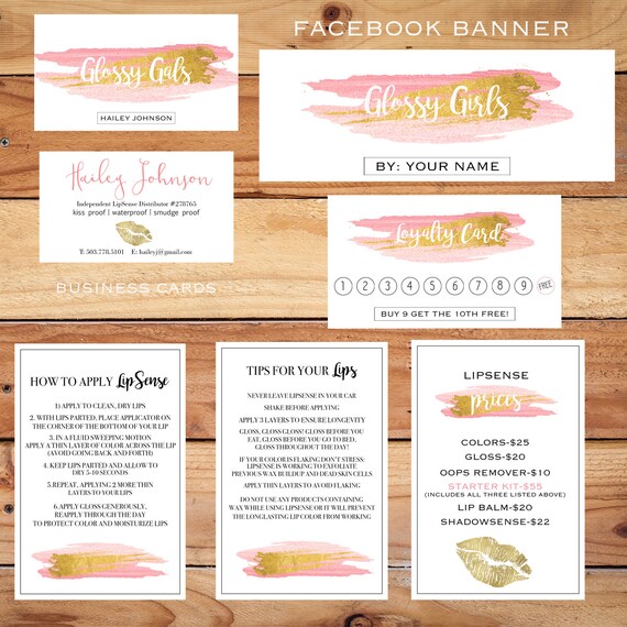 Lipsense Business Cards Bundle Custom Fb Banner Loyalty Etsy