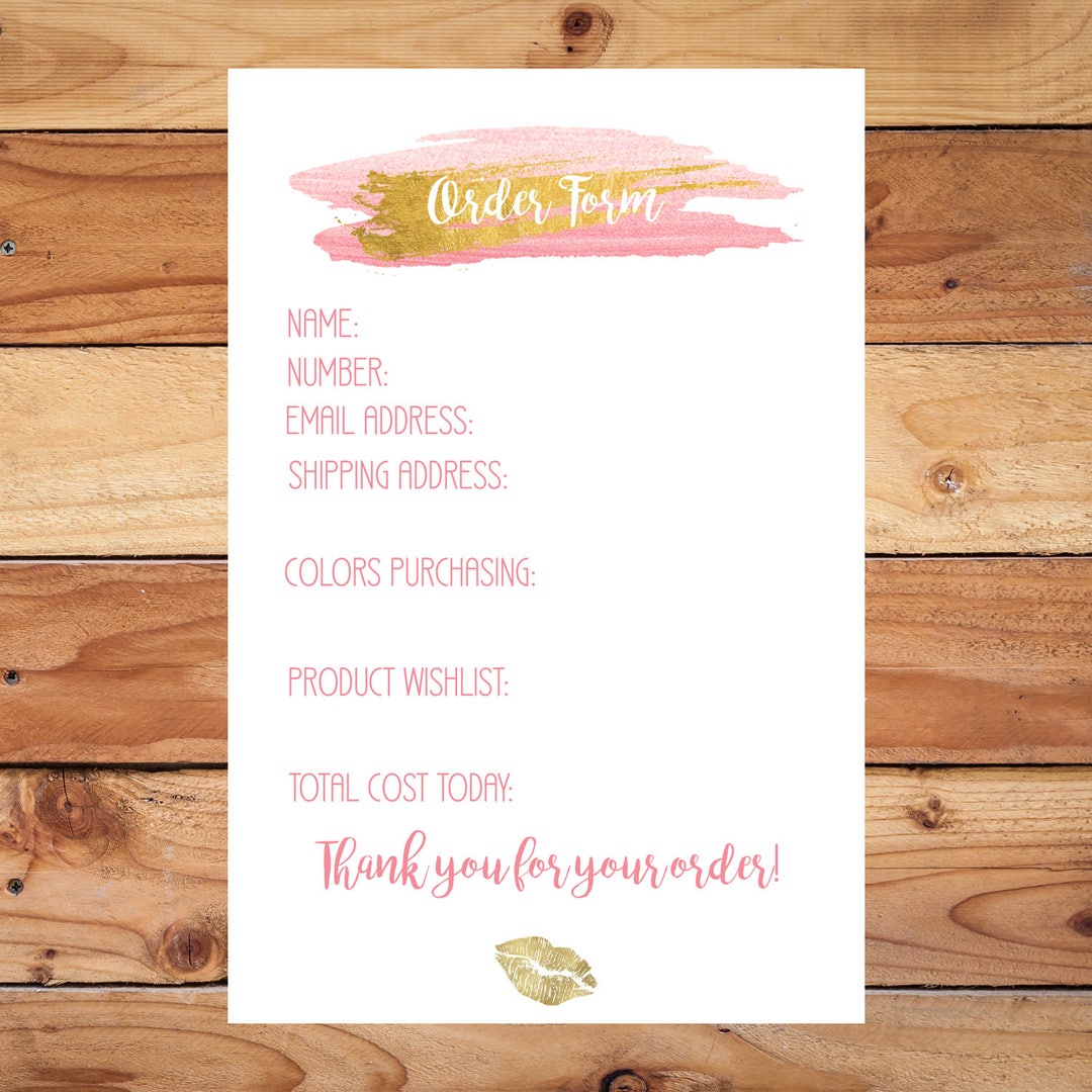 Lipsense ORDER Form-custom. Gold/pink/watercolor - Etsy