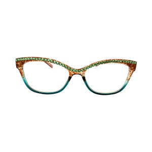 Speckled - Ernite Green Swarovski Crystal Readers with Rhinestone Bling