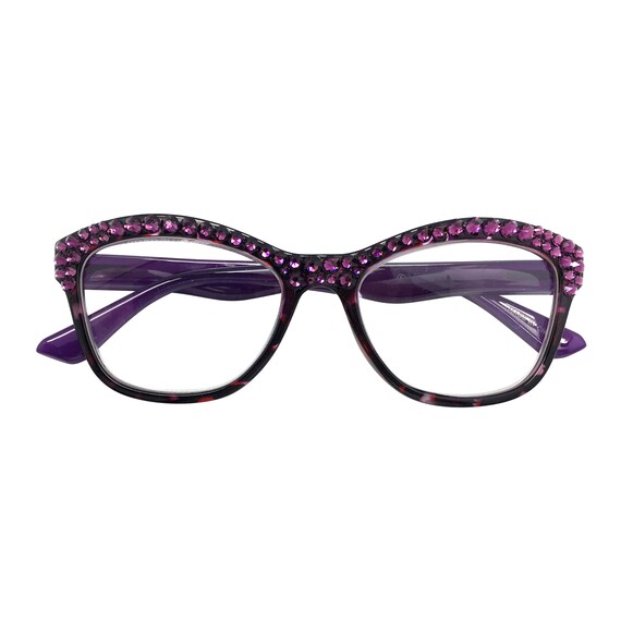 Purple Leopard Bling Reading Glasses With Amethyst Swarovski Crystal Rhinestones Readers Etsy Canada
