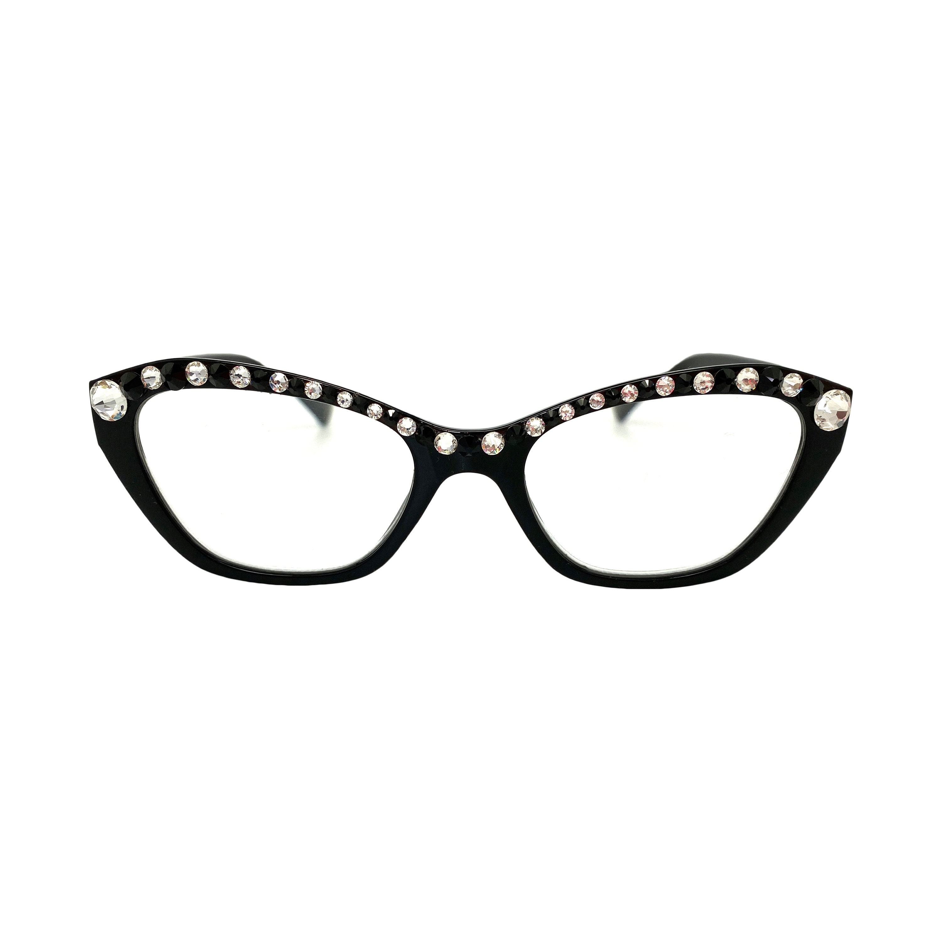 Black and White Swarovski Crystal Reading Glasses 1.00 1.25 | Etsy