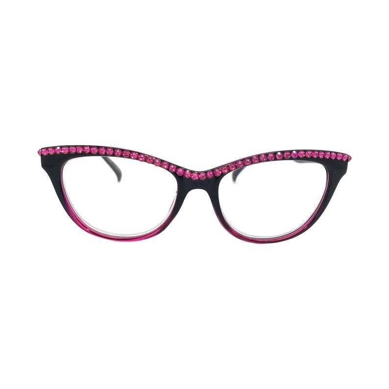 Two Toned Pink reading Glasses With Swarovski Crystal - Etsy