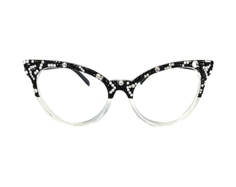 Oversized Zebra Print Cat Eye Swarovski Crystal Reading Glasses