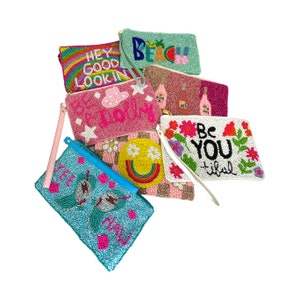 Bolsa de pulsera de cuentas de semillas - Monedero de monedas con cuentas para regalo de niña, favor de fiesta, regalo de dama de honor, regalo divertido, accesorio de playa