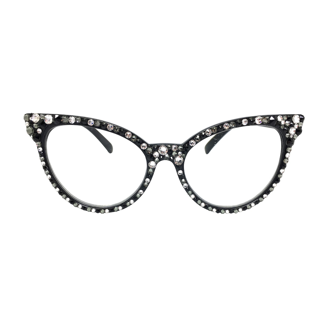 Large Over Sized Cat Eye Reading Glasses With Multi Color Swarovski