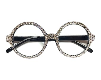 Magoo Madness - Big Round Swarovski Reader Glasses (Reading Glasses with Bling)