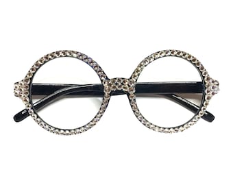 Magoo Madness - Big Round Swarovski Reader Glasses (Reading Glasses with Bling)