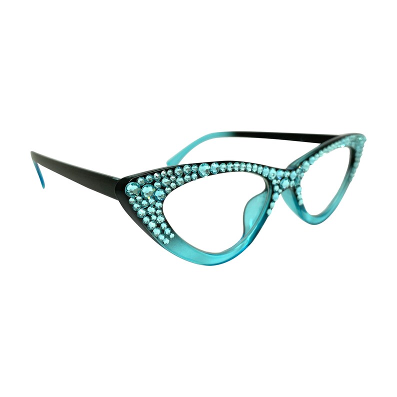 Teal Ombre Cat Eye Swarovski Crystal Reading Glasses | Etsy