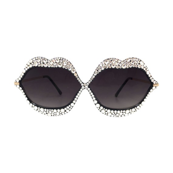 Lip Shaped Sunglasses With Swarovski Crystal Rhinestones - Etsy