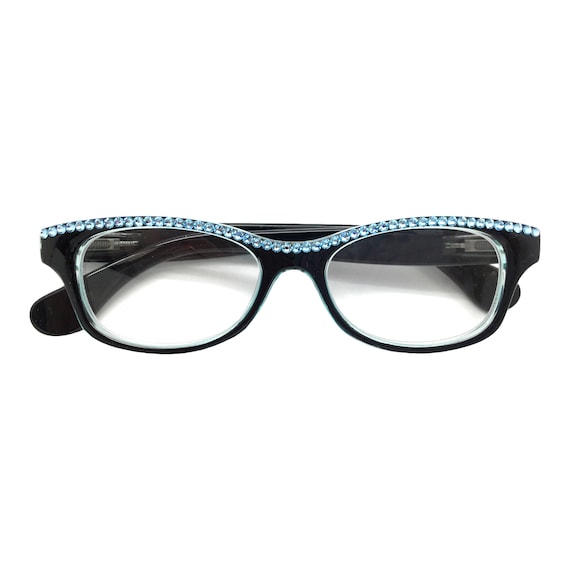 Double Trouble Blue fashion Reading Glasses With Swarovski | Etsy