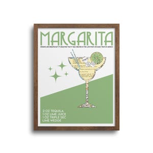 Margarita Cocktail Print - Margarita Recipe Poster, Bar Wall Decor, Bar Cart Art, Trendy Cocktail Print, Cocktail Wall Art, Margarita Art