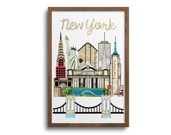 New York City Skyline Poster | Notecards - New York Art Print, NYC Cityscape, New York Cards, New York Wall Art