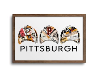 Pittsburgh Sports Hat Print - Pittsburgh Sports, Steelers Wall Art, Pittsburgh Wall Art, Pittsburgh Sports Teams, Pittsburgh Pirates, Pens