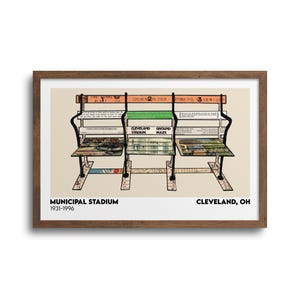 Cleveland Municipal Stadium Chairs Art Print | Notecards - Cleveland Sports Art Prints, Cleveland Municipal Stadium, Cleveland Baseball