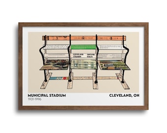 Cleveland Municipal Stadium Chairs Art Print | Notecards - Cleveland Sports Art Prints, Cleveland Municipal Stadium, Cleveland Baseball