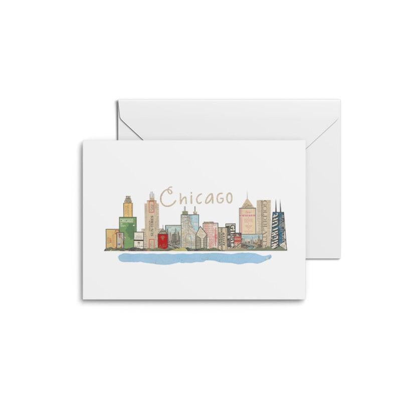 Chicago Skyline Poster | Notecards - Chicago Art Prints, Chicago City ...