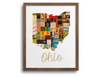 Ohio Map Prints | Notecards | Magnet - Ohio Map Poster, Ohio Cards, Ohio Art, Ohio Print, Buckeye State, Ohio Magnet