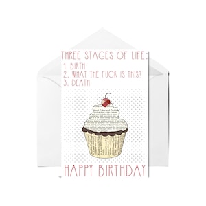 Three Stages Of Life - Funny Birthday Card, Humorous Birthday Card, Adult Birthday Card, Snarky Humor, Snarky Birthday Card