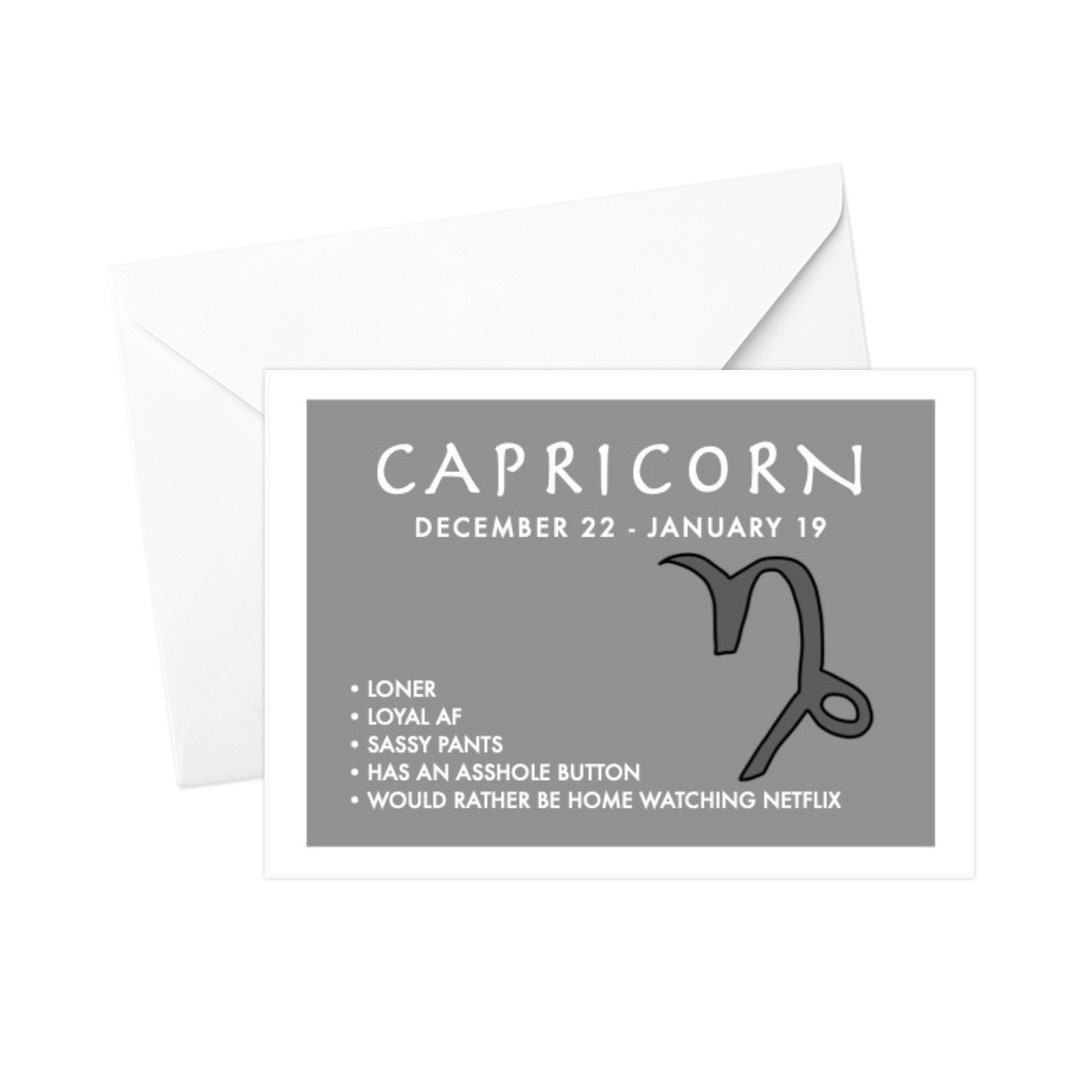 Capricorn Zodiac Sign Birthday Card Funny Birthday Card, Capricorn Birthday Card, Astrology Card