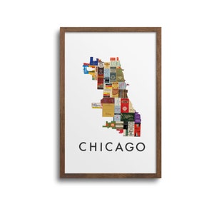 Chicago Map Poster | Notecards - Chicago Art Print, Chicago Notecards, Chicago Wall Art, Housewarming Gift