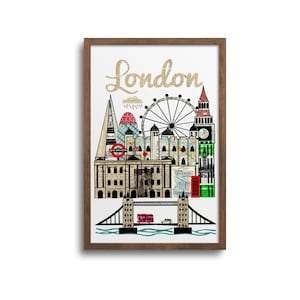 London Skyline Poster | Notecards - London Skyline Art Print, London Skyline Cards, London City Art, London Cityscape, London Wall Art