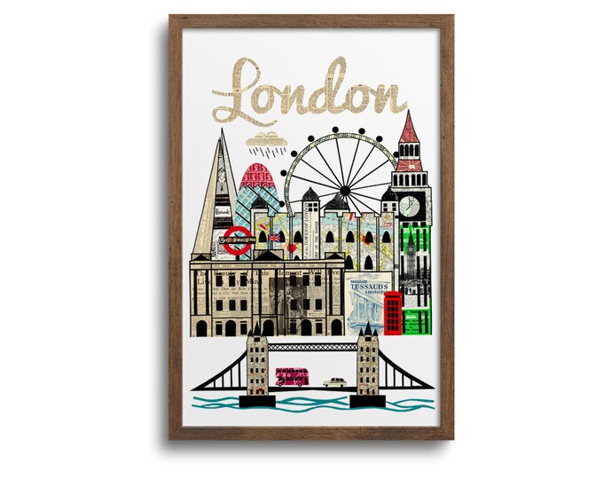 London Skyline Poster | Notecards - London Skyline Art Print, London Skyline Cards, London City Art, London Cityscape, London Wall Art