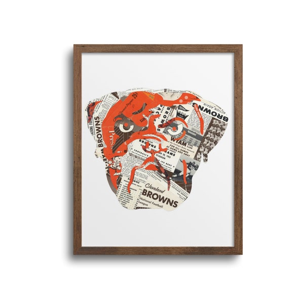 Cleveland Browns Dawg Poster | Notecards - Cleveland Football Poster, Browns Art Print, Father's Day Gift, Football Wall Art