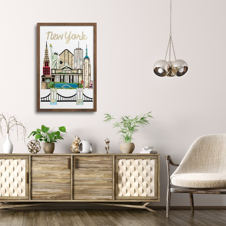 New York City Skyline Poster Notecards New York Art Print, NYC Cityscape, New York Cards, New York Wall Art image 3