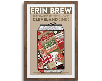 Erin Brew Beer - Cleveland Brewery, Cleveland Wall Art, Beer Lover, Cleveland Sports, Cleveland Browns, 10 Cent Beer Night, Guardians