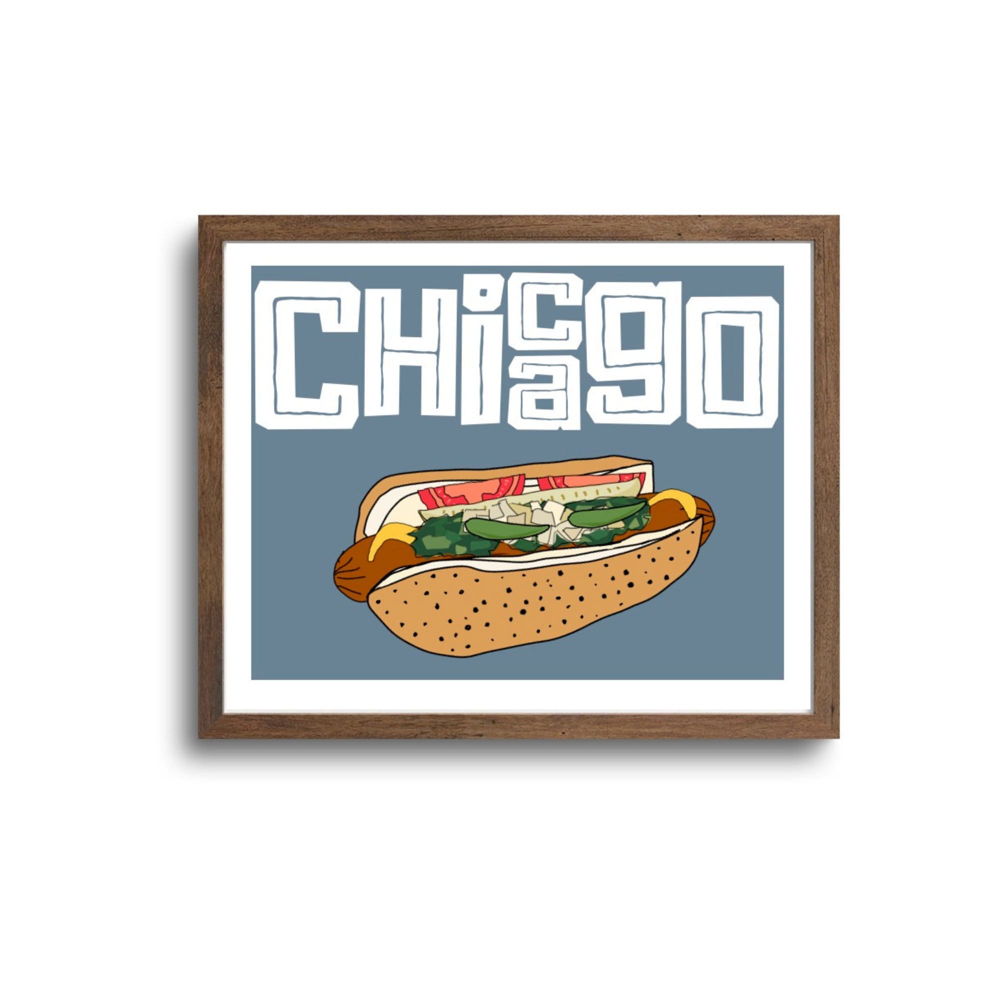 Chicago Hot Dog Art Print Chicago Poster Chicago Dog - Etsy