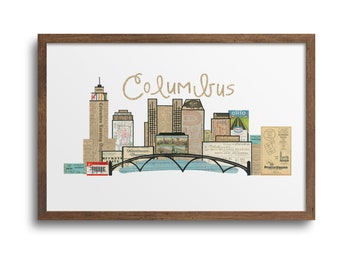 Columbus Ohio Skyline - Columbus Print, Columbus Poster, Columbus Cityscape, Columbus Ohio Art, Columbus Notecards