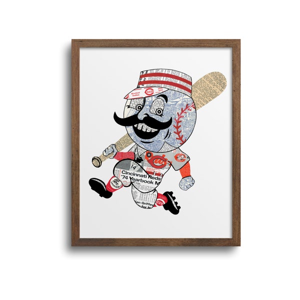 Cincinnati Reds Mascot Print -  Mr. Redlegs Poster, Cincy Reds Art Print, Cincy Reds Notecards, Cincinnati Baseball