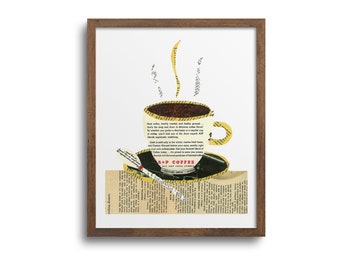 Coffee Cup Art Print | Notecards - Kitchen Art, Kitchen Poster, Coffee Lover Gift, Kitchen Wall Art