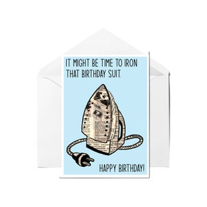 Time To Iron That Birthday Suit - Funny Birthday Card, Funny 50th Birthday Card, Funny 60th Birthday Card, Adult Birthday Card