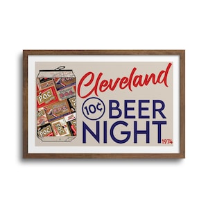 Cleveland POC Beer Can Art Prints - 10 Cent Beer Night, Cleveland Sports, Cleveland Wall Art, Cleveland Guardians, Cleveland Browns