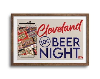 Cleveland POC Beer Can Art Prints - 10 Cent Beer Night, Cleveland Sports, Cleveland Wall Art, Cleveland Guardians, Cleveland Browns