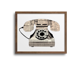 Retro Phone Art Print - Vintage Phone Art Print, Telephone Print, Retro Phone, Office Print, Rotary Telephone Wall Art
