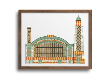 Cleveland West Side Market Prints | Notecards - Cleveland City Art, West Side Market Print, Cleveland Landmarks, Ohio City, Cleveland Cards