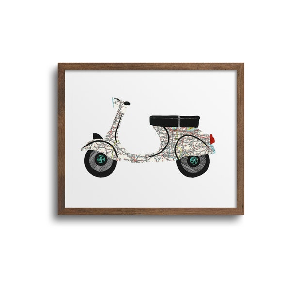 Vespa Scooter Print | Notecards - Vespa Print, Vespa Poster, Vespa Scooter, Retro Scooter Art, Vespa Gift