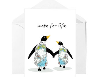 Mate For Life Card - Valentine's Day Card, Penguin Card, I Love You Card, Anniversary Card, Funny Card For Girlfriend/Boyfriend