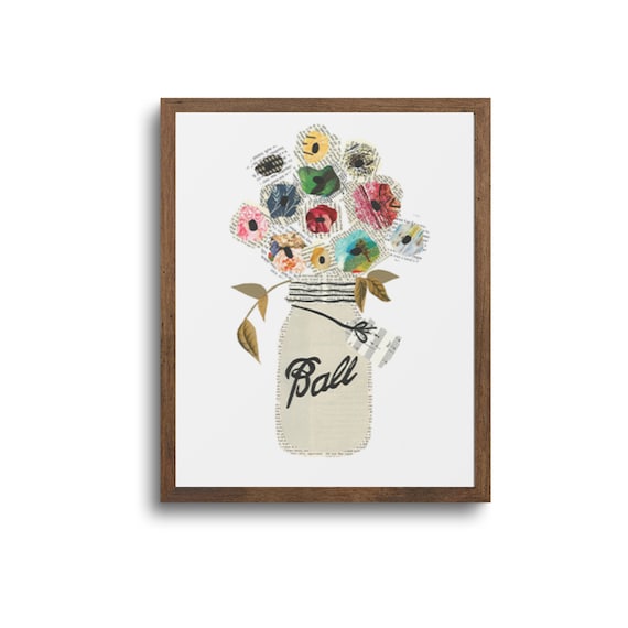 Mason Jar Flowers Art Print | Notecards - Flower Print, Flower Cards, Mother's Day Gift, Bouquet Print, Flower Art