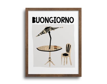 Buongiorno Art Print - Good Morning, Coffee Print, Italian Coffee, French Bistro Art Print, Morning Coffee