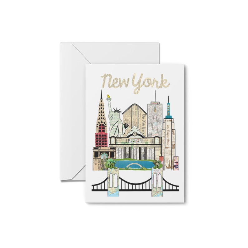 New York City Skyline Poster Notecards New York Art Print, NYC Cityscape, New York Cards, New York Wall Art image 2